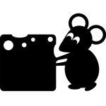 Sticker ardoise souris avec un fromage