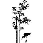 Sticker bambous et cigogne