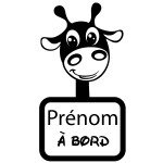 Sticker bb  bord personnalis et la girafe