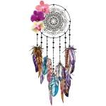 Sticker bohme attrape rves plumes et les orchides