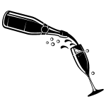 Sticker bouteille et verre de cocktail