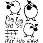 Sticker les brebis et les poules de la ferme