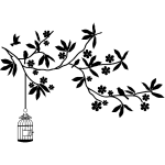 Sticker cage d'oiseau et fleurs Sticker cage d'oiseau et fleurs