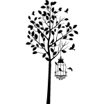 Sticker cage d'oiseau sur un arbre Sticker cage d'oiseau sur un arbre