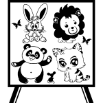 Sticker caricature d'animaux sur un tableau Sticker caricature d'animaux sur un tableau