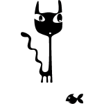 Sticker caricature chat et poisson Sticker caricature chat et poisson