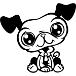 Sticker caricature chien aux grand yeux