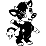 Sticker caricature veau  deux pattes