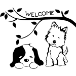 Sticker chat et chien welcome