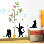 Sticker chats noirs et arbres Sticker chats noirs et arbres
