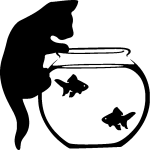 Sticker chat sur un aquarium