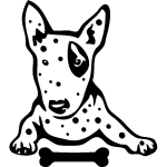 Sticker chien assis avec un os