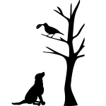 Sticker chien et oiseau Sticker chien et oiseau