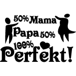 Sticker citation 50% papa 50% mama Sticker citation 50% papa 50% mama
