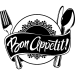 Sticker citation cuisine couvert bon apptit