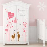 Sticker coeurs roses et cerfs