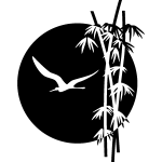 Sticker coucher de soleil et de bambou