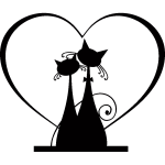 Sticker couple de chat et coeur Sticker couple de chat et coeur