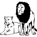 Sticker couple de lions