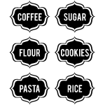 Sticker cuisine coffee, sugar, flour, cookies, pasta, rice