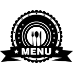 Sticker cuisine menu avec toiles et ruban