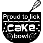 Sticker cuisine proud to lick cake bowl
