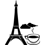 Sticker cuisine paris tour eiffel et tasse de caf