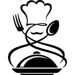 Sticker cuisinier, fourchette, cuillère, repas chaud Sticker cuisinier, fourchette, cuillère, repas chaud
