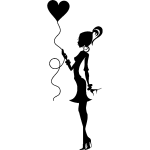 Sticker demoiselle avec un ballon en coeur Sticker demoiselle avec un ballon en coeur