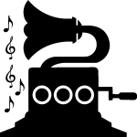 Sticker design gramophone et notes de music Sticker design gramophone et notes de music