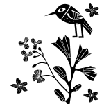 Sticker design oiseau, fleurs et trèfles Sticker design oiseau, fleurs et trèfles