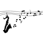 Sticker design saxophone et notes de musique