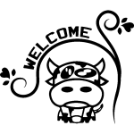 Sticker design vache welcome
