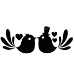 Sticker dessin oiseaux amoureux Sticker dessin oiseaux amoureux