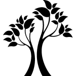 Sticker deux arbres inclins l'un vers l'autre