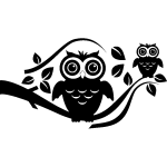 Sticker deux hiboux sur un arbre