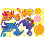 Stickers dinosaures dans l'espace