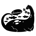 Sticker dinosaure, fleurs et nuages