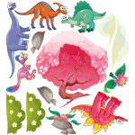 Sticker dinosaures heureux Sticker dinosaures heureux
