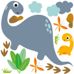 Stickers dinosaures maman et son petit