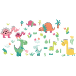 Stickers dinosaures, palmiers et cactus