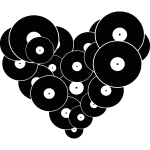 Sticker disques vinyles en forme de c?ur
