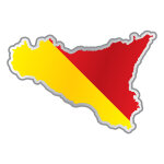 Sticker drapeau sicilien forme intrieure de pays
