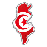 Sticker drapeau tunisien  l'intrieur de la forme pays
