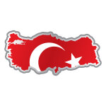 Sticker drapeau de la turquie  l'intrieur de la forme pays