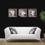 Sticker effet 3d 3 anges marbre blanc et rose Sticker effet 3d 3 anges marbre blanc et rose