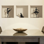 Sticker effet 3d 3 ballerines avec de jupettes