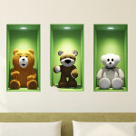 Sticker effet 3d 3 oursons Sticker effet 3d 3 oursons