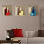Sticker effet 3d 9 vases multicolore