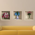 Sticker effet 3d fleurs rose et bleu